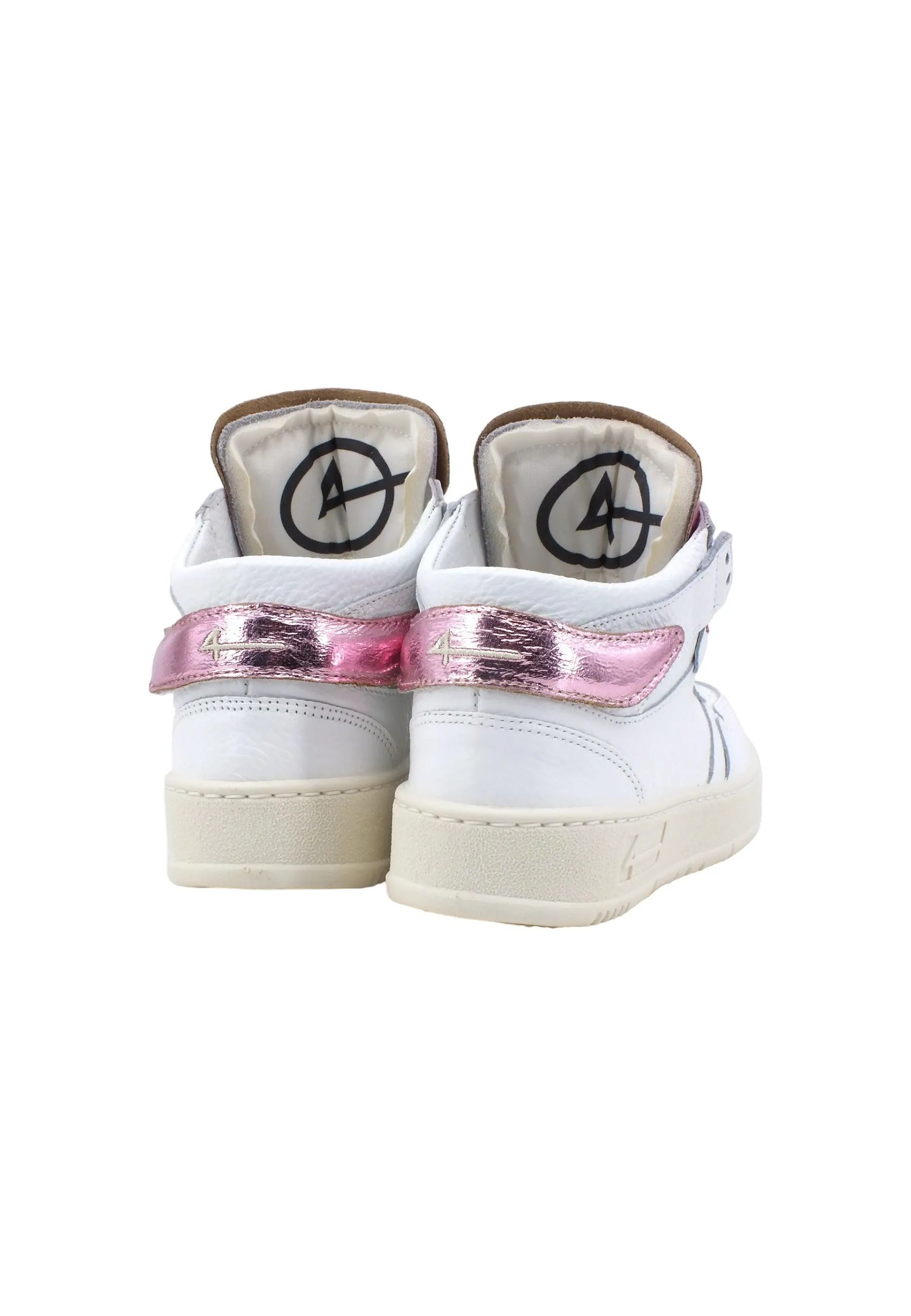 FOURLINE Sneaker Mid Max Donna Bianco Lamè Rosa X109