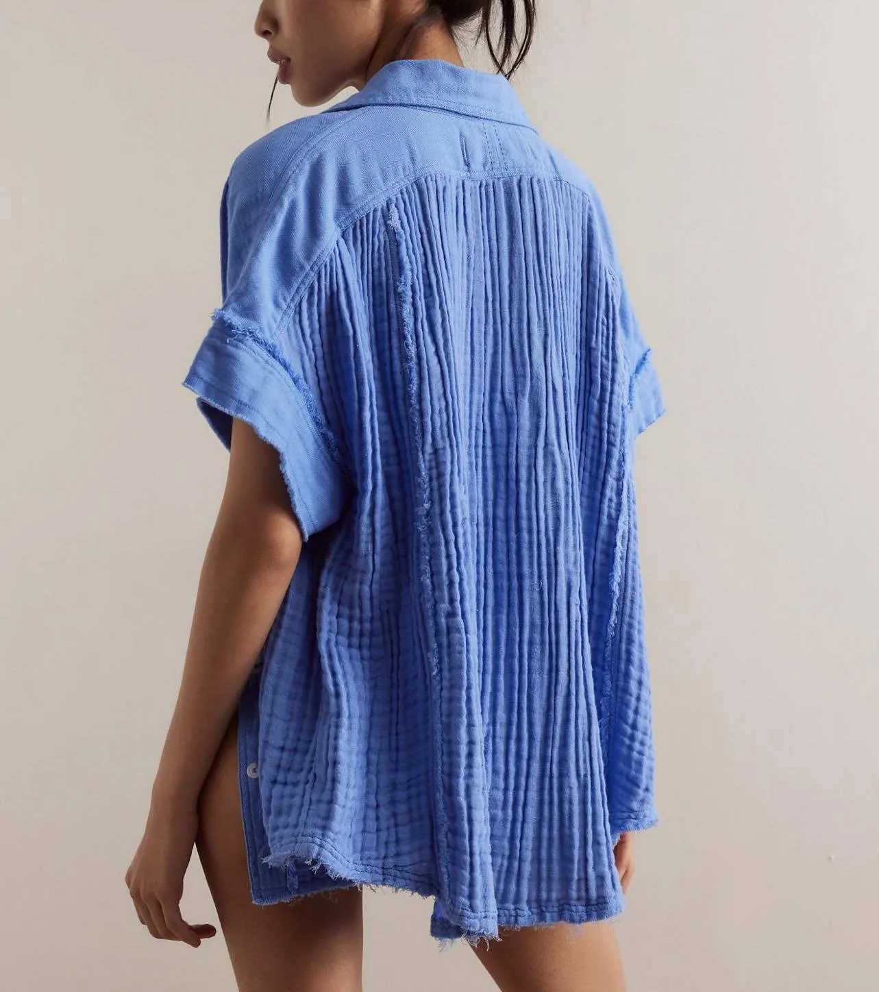 Free People  |Casual Style Plain Cotton Short Sleeves Shirts & Blouses