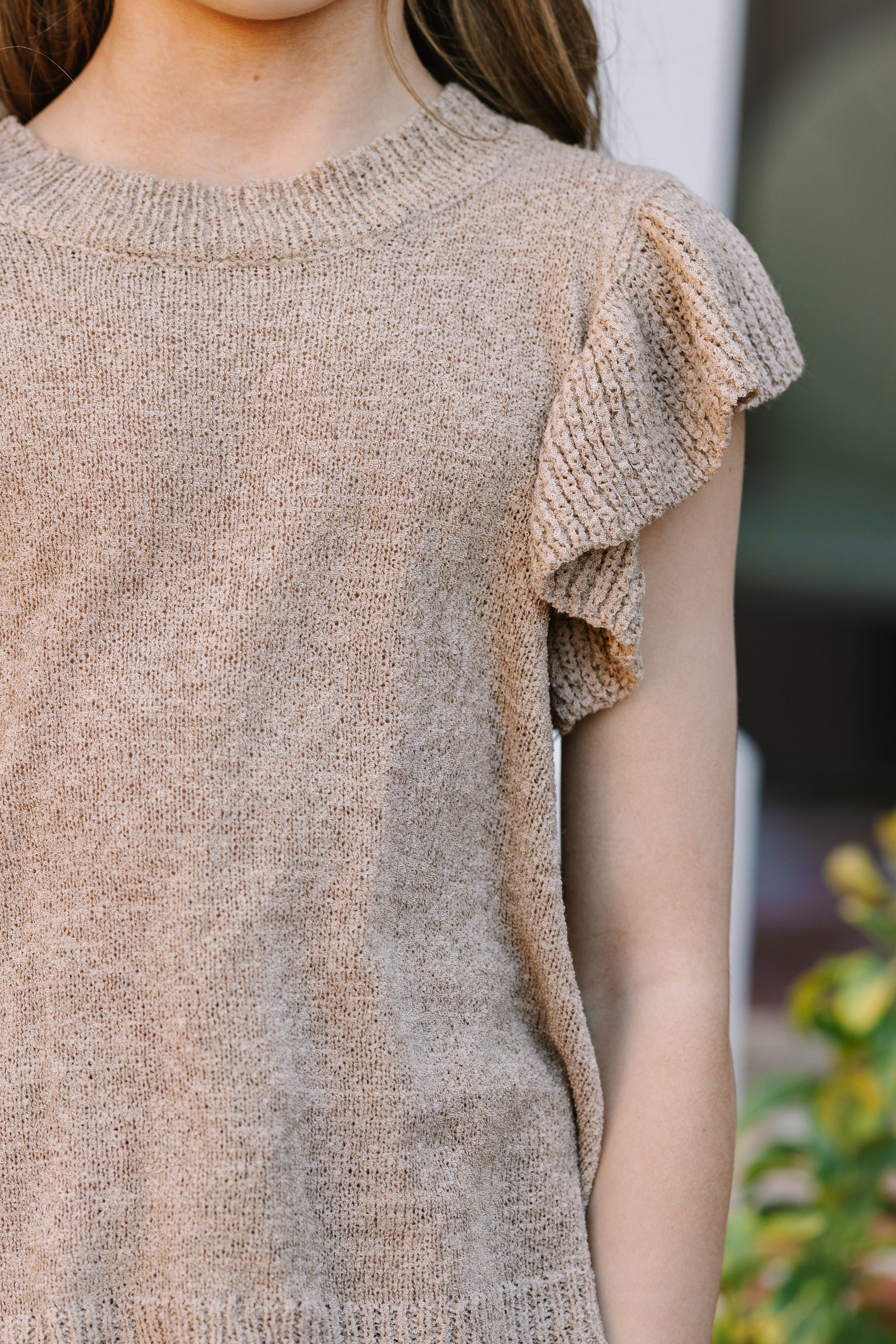 Girls: Certain Joy Taupe Brown Knit Top