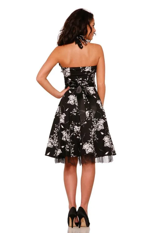 Graphite Flower Halter Dress Black