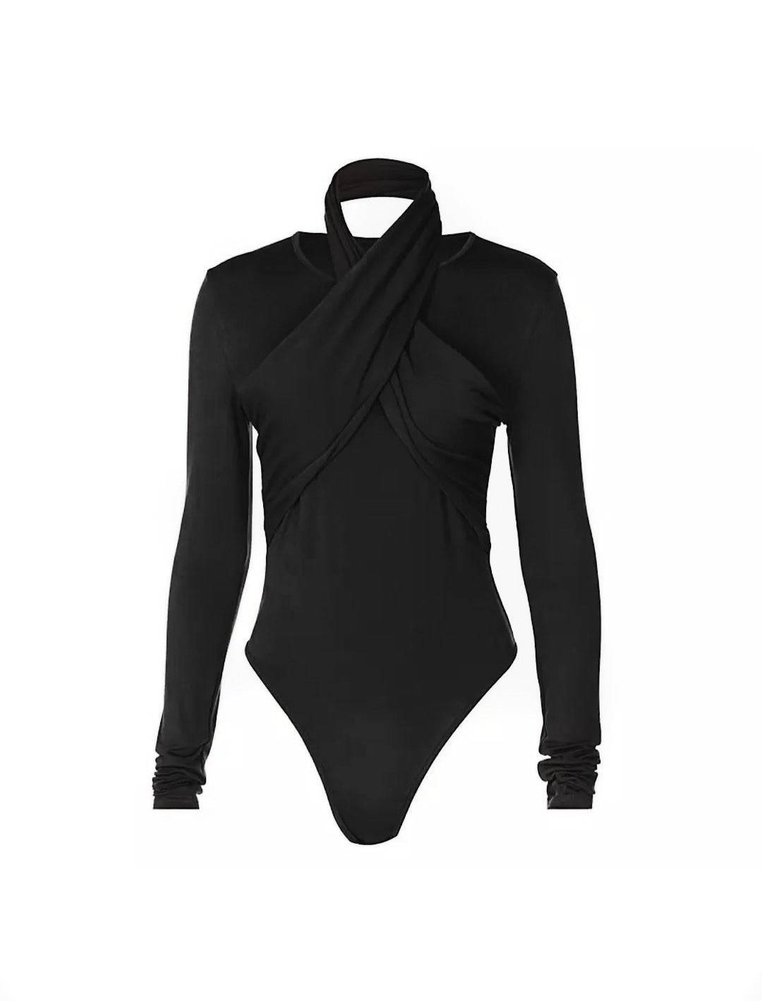 Halter Neck Long Sleeve Bodysuit