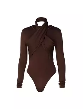 Halter Neck Long Sleeve Bodysuit