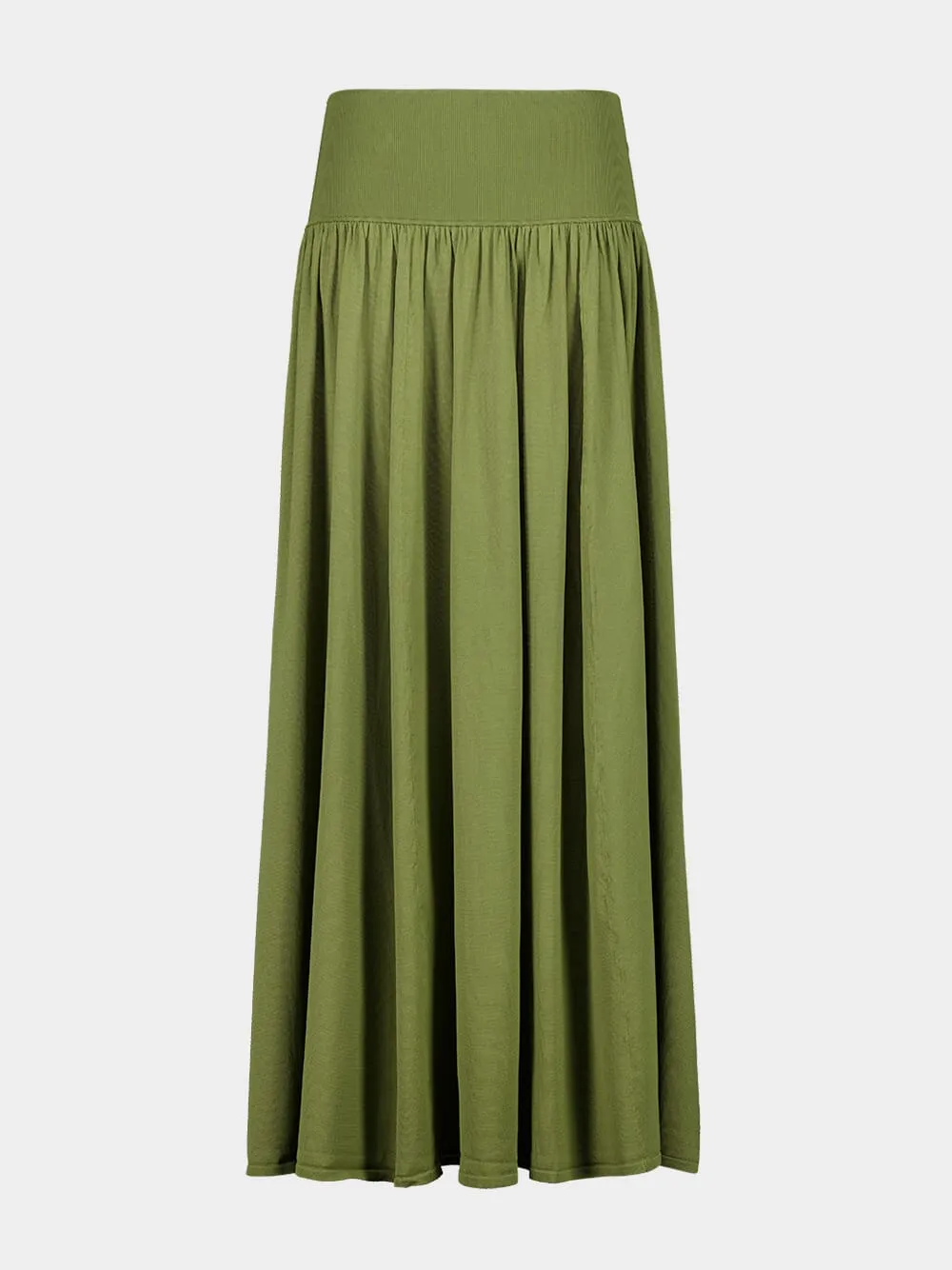 Khaki Green Wylie Knit Midi Skirt