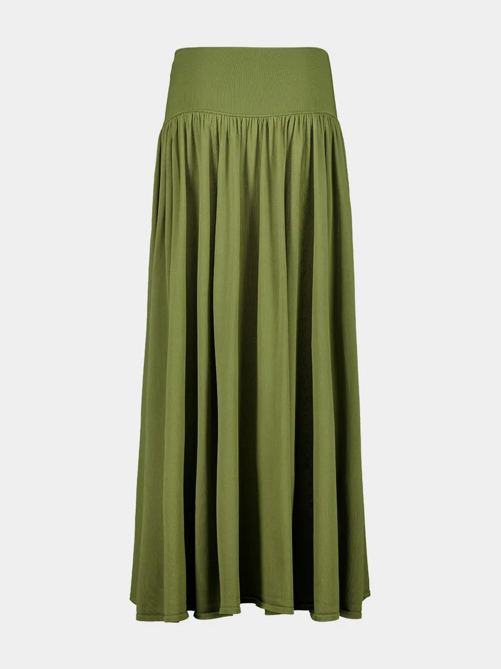 Khaki Green Wylie Knit Midi Skirt