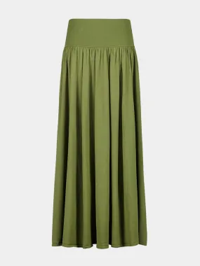 Khaki Green Wylie Knit Midi Skirt