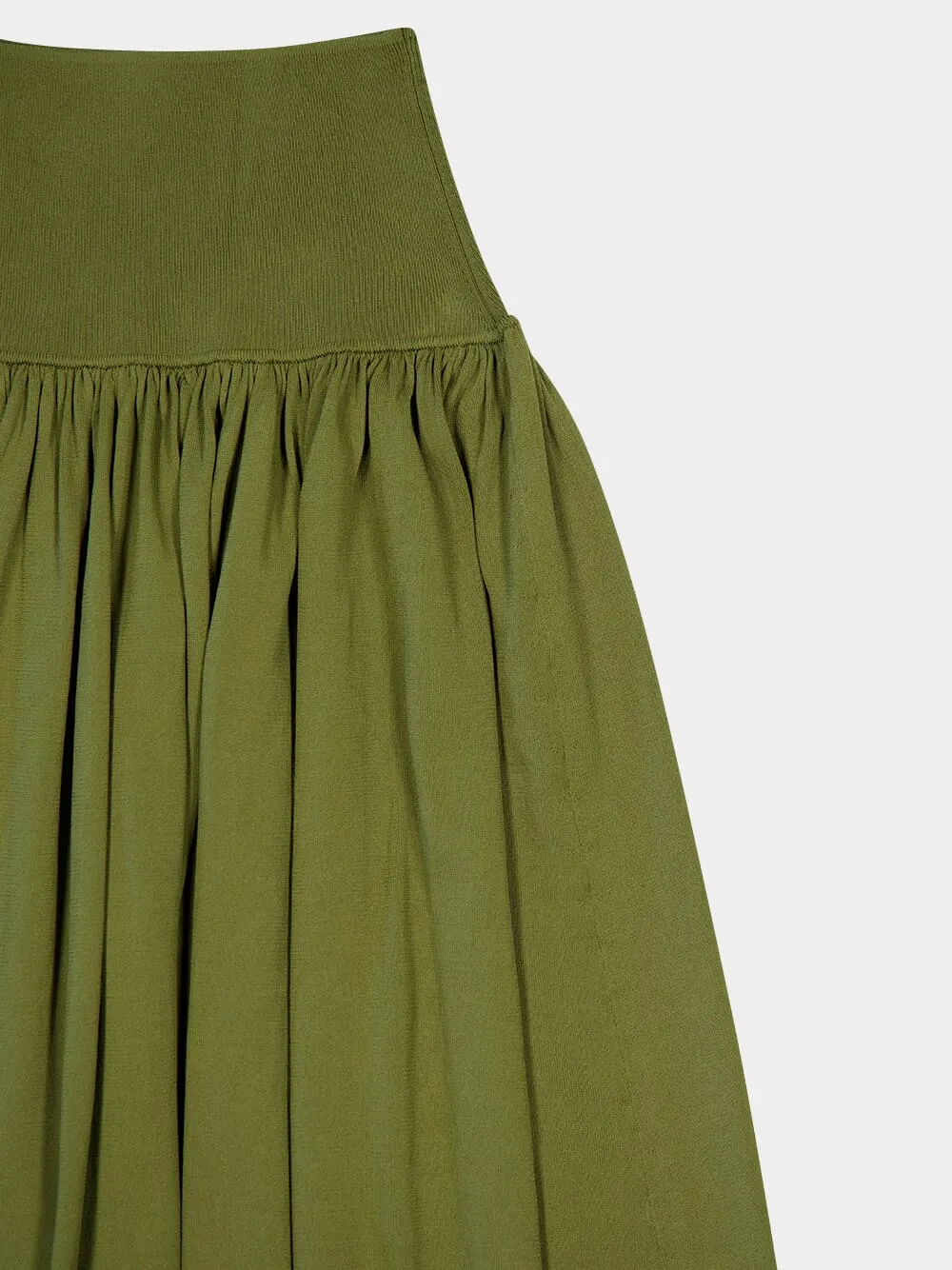 Khaki Green Wylie Knit Midi Skirt