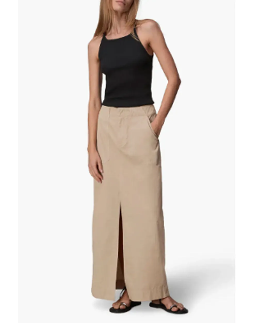 Khaki Leyton Midi Skirt