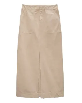 Khaki Leyton Midi Skirt