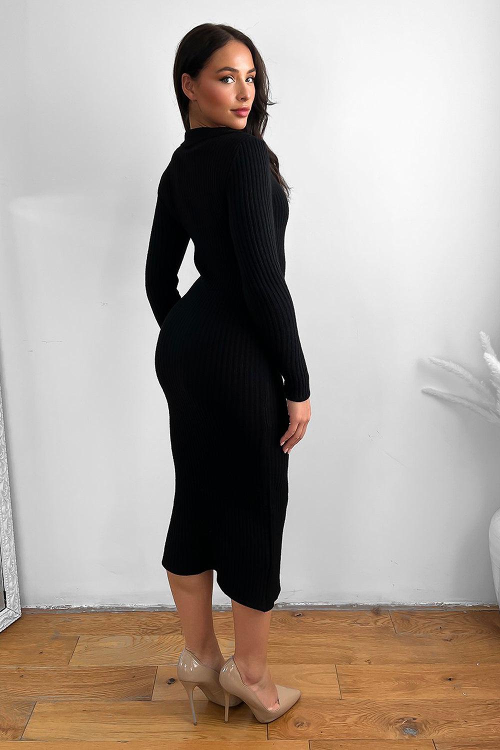 Large Collar Midaxi Knitted Dress