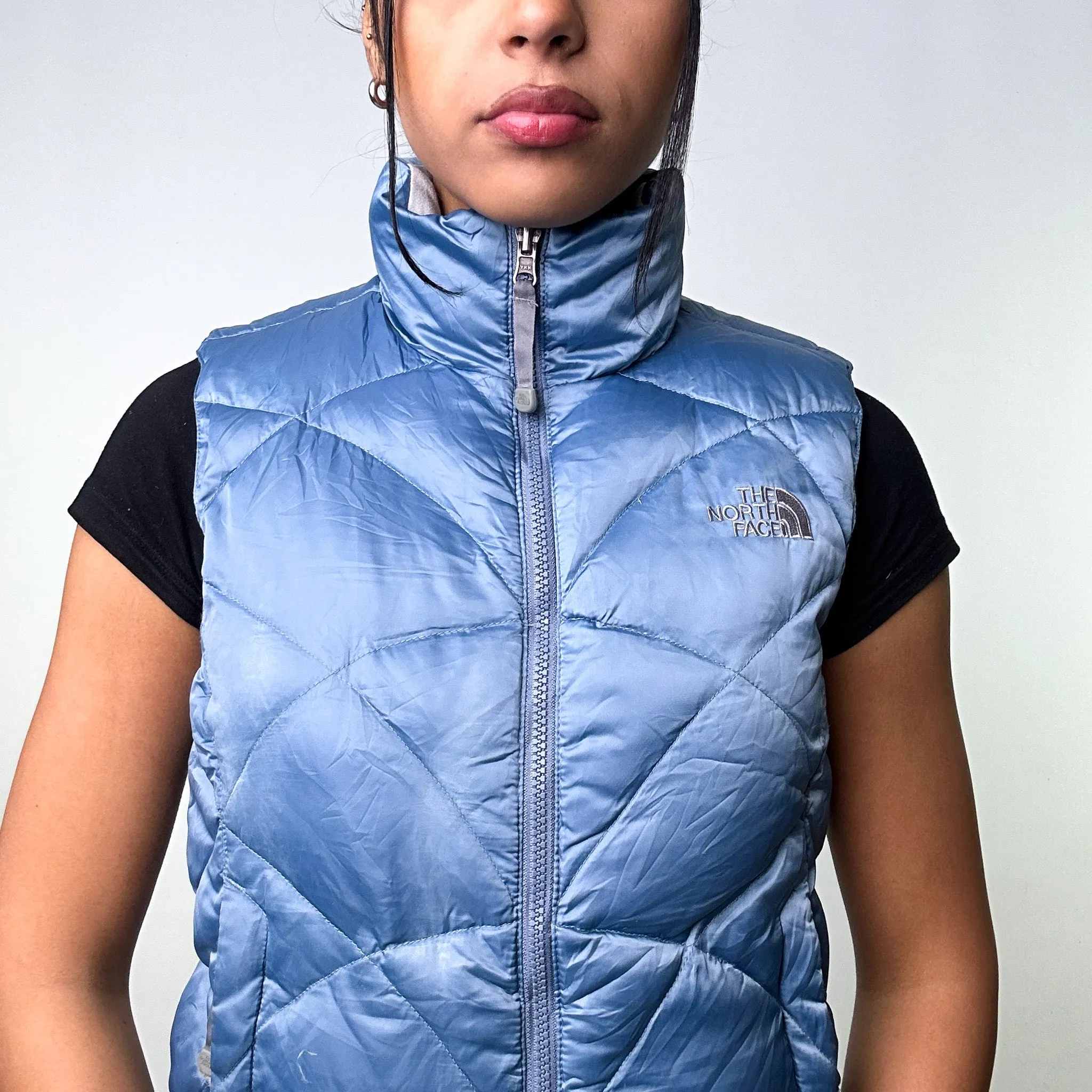 Light Blue 90s The North Face 550 Series Puffer Jacket Coat Gilet (XS)