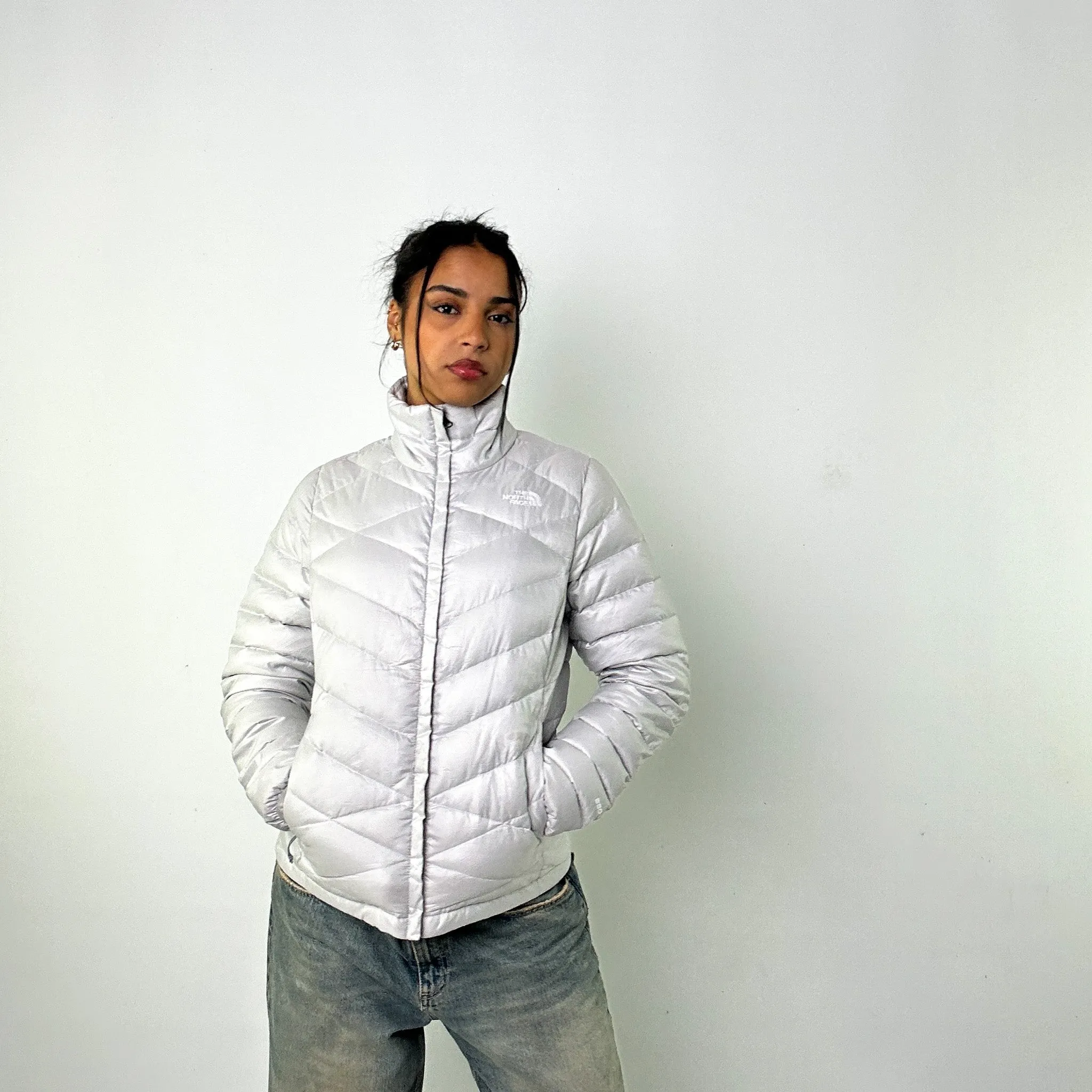 Light Grey 90s The North Face 550 Series Puffer Jacket Coat (M)