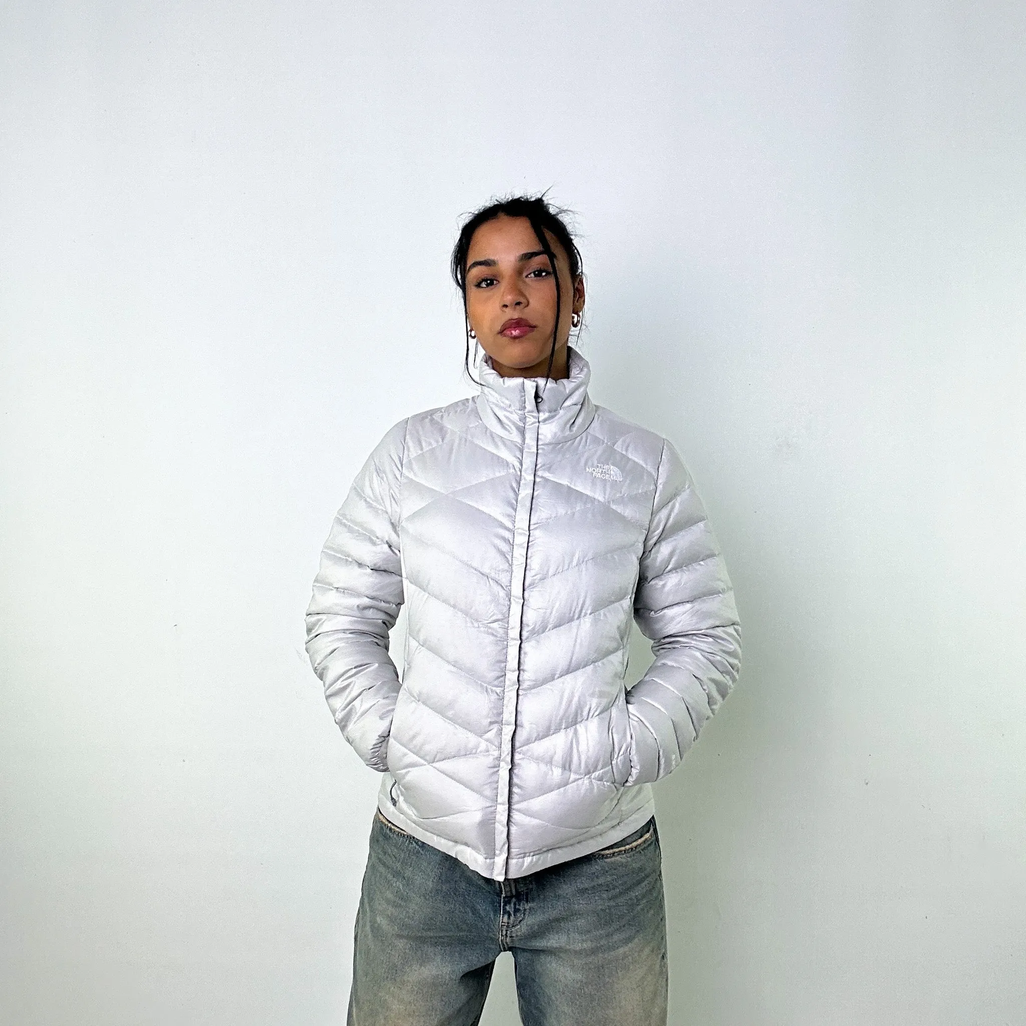 Light Grey 90s The North Face 550 Series Puffer Jacket Coat (M)