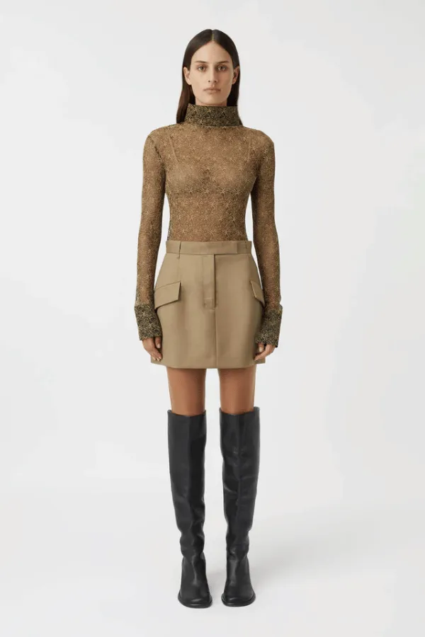 Madero Peplum Mini Skirt Khaki