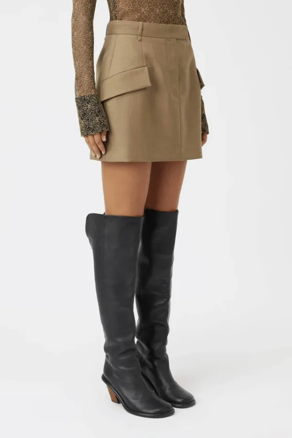 Madero Peplum Mini Skirt Khaki