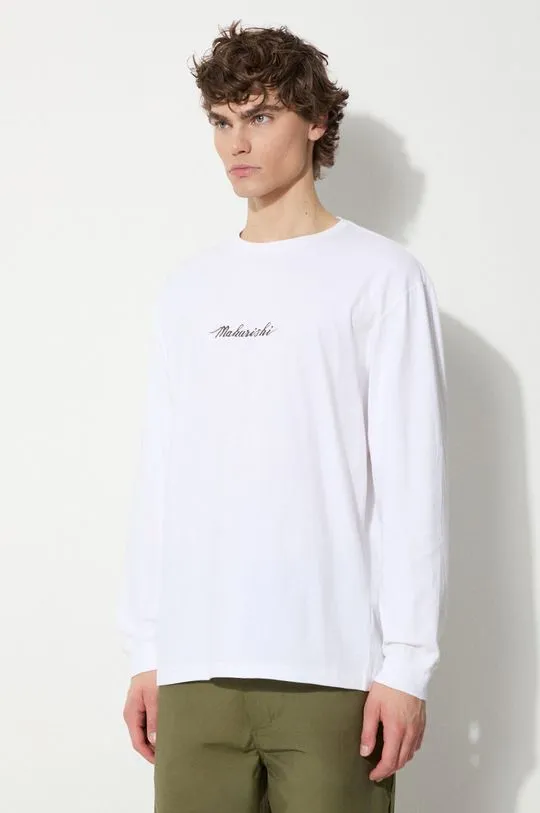 Maharishi cotton longsleeve top Dragon Bamboo white color 5080.WHITE