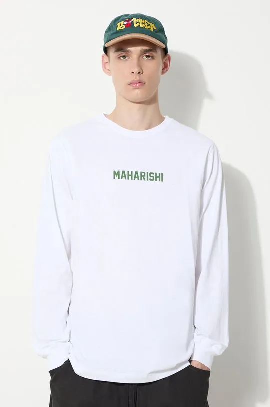 Maharishi cotton longsleeve top Woodblock Dragon L/S white color with a print 1277.WHITE