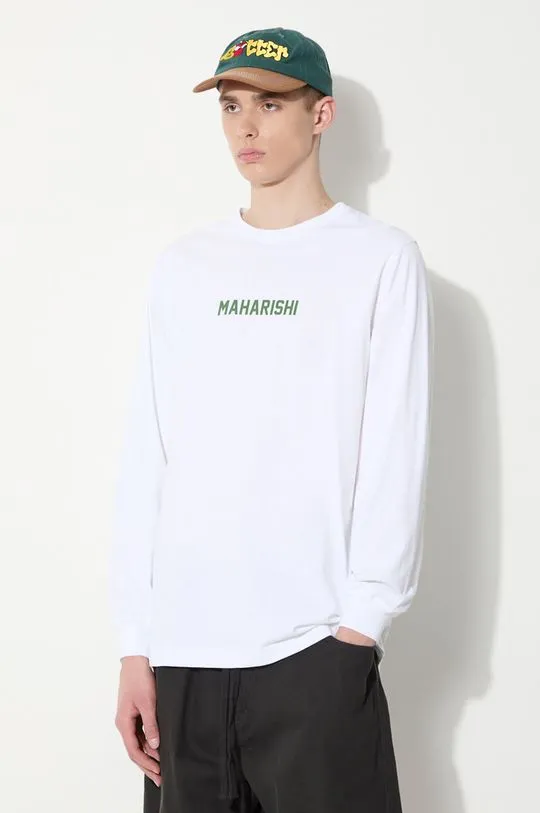 Maharishi cotton longsleeve top Woodblock Dragon L/S white color with a print 1277.WHITE