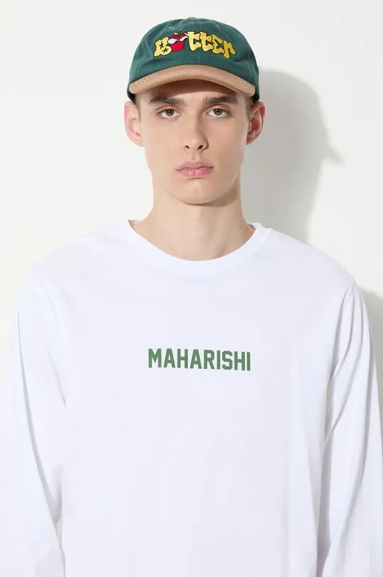 Maharishi cotton longsleeve top Woodblock Dragon L/S white color with a print 1277.WHITE