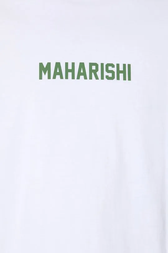 Maharishi cotton longsleeve top Woodblock Dragon L/S white color with a print 1277.WHITE