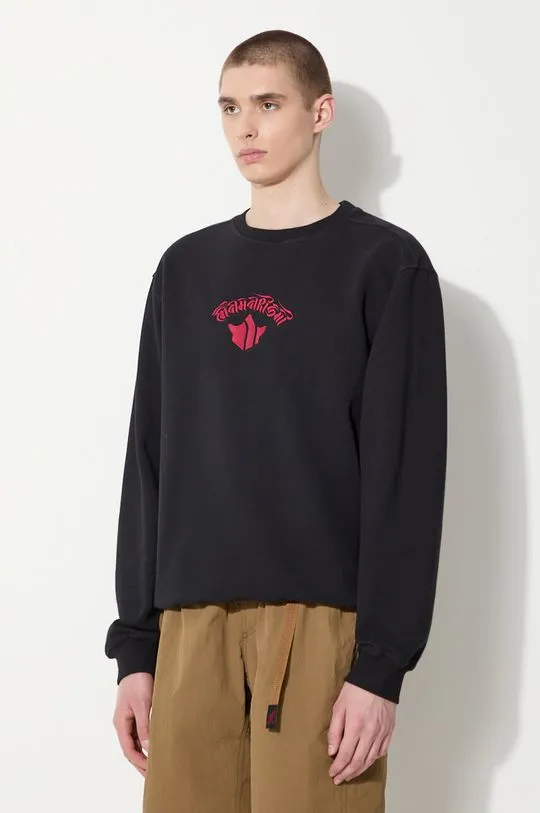 Maharishi cotton sweatshirt Dragon Anniversary Crew Sweat men's black color 1267.BLACK