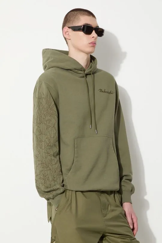 Maharishi cotton sweatshirt Dragon Bamboo Hooded Sweat men's green color hooded 5075.OLIVE