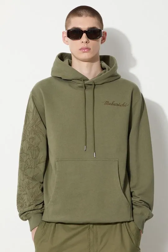 Maharishi cotton sweatshirt Dragon Bamboo Hooded Sweat men's green color hooded 5075.OLIVE