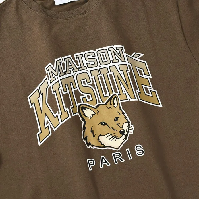 MAISON KITSUNE  |Crew Neck Plain Cotton Short Sleeves Logo Designers