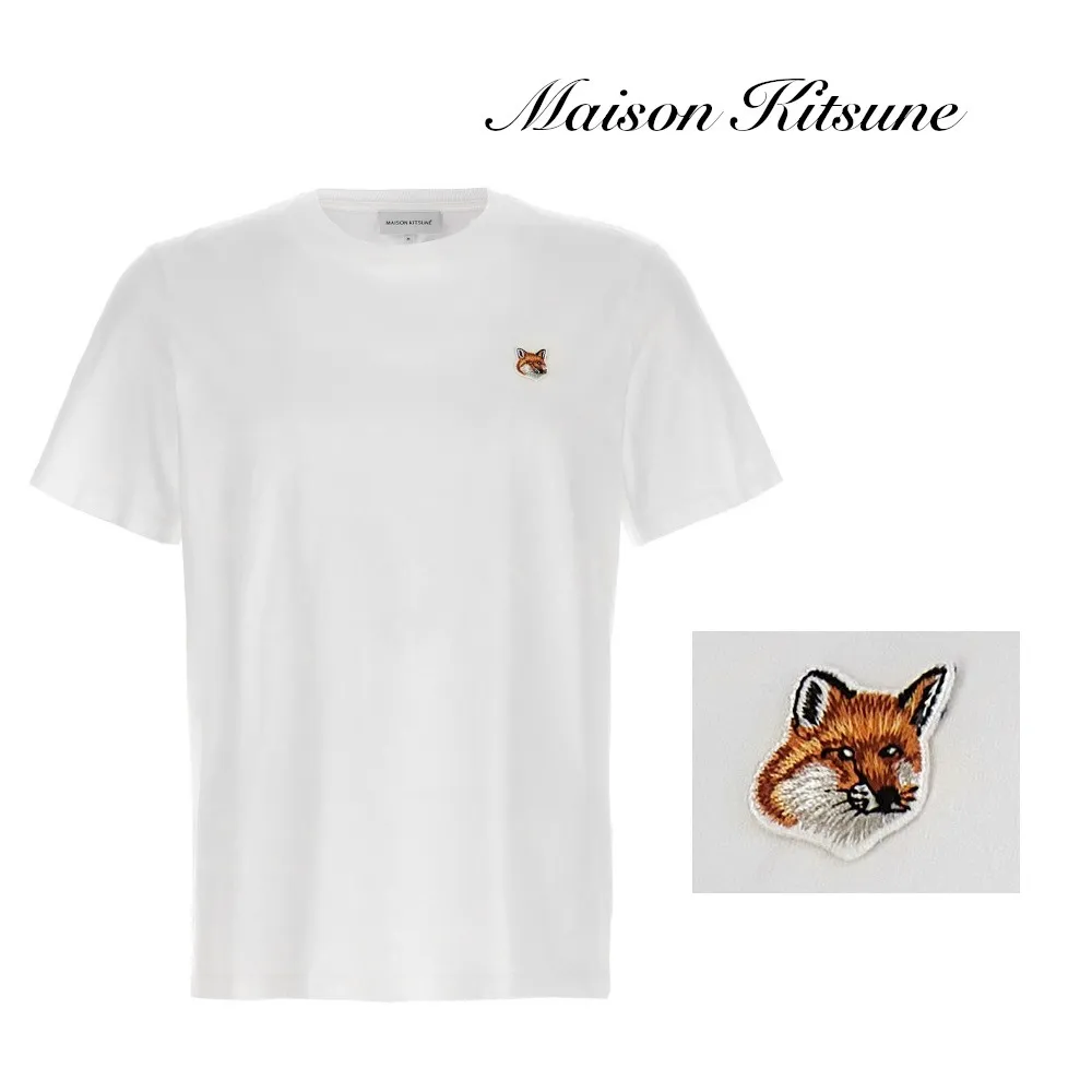 MAISON KITSUNE  |Crew Neck Plain Other Animal Patterns Cotton Short Sleeves