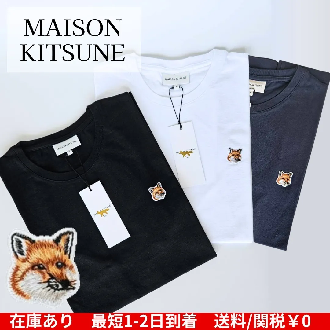 MAISON KITSUNE  |Crew Neck Street Style Plain Cotton Short Sleeves Designers