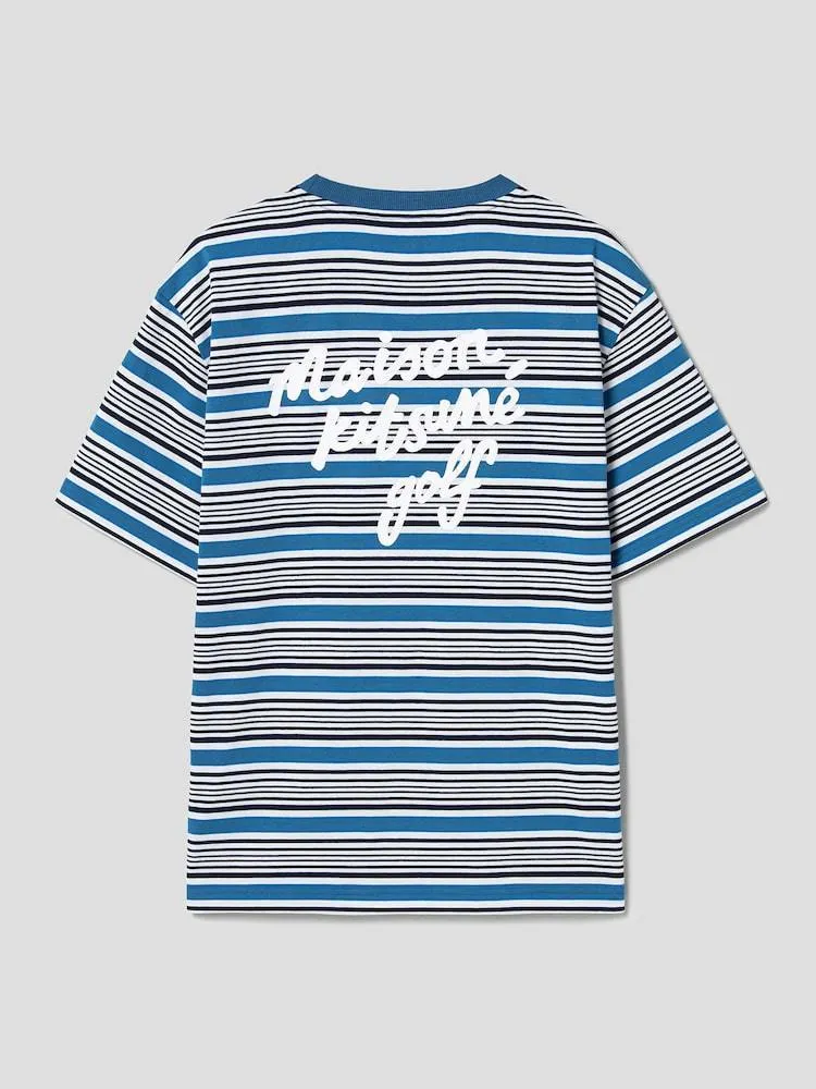 MAISON KITSUNE  |Crew Neck Stripes Unisex Blended Fabrics Street Style Cotton