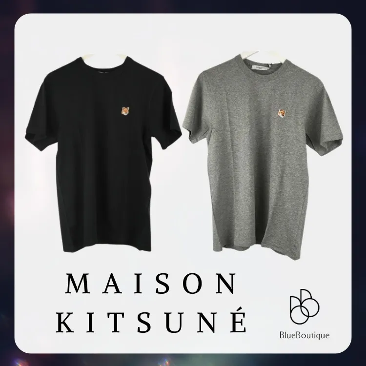 MAISON KITSUNE  |Street Style Plain Cotton Short Sleeves Logo Designers