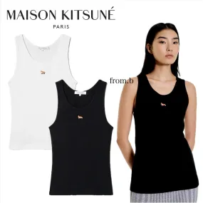 MAISON KITSUNE  |Street Style U-Neck Plain Other Animal Patterns Cotton Logo