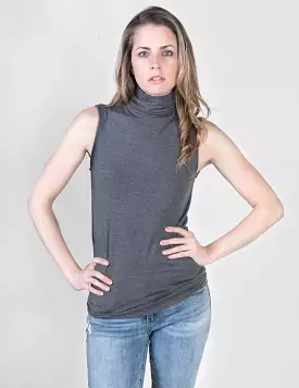 Majestic Sleeveless Turtleneck in Flanelle Grey