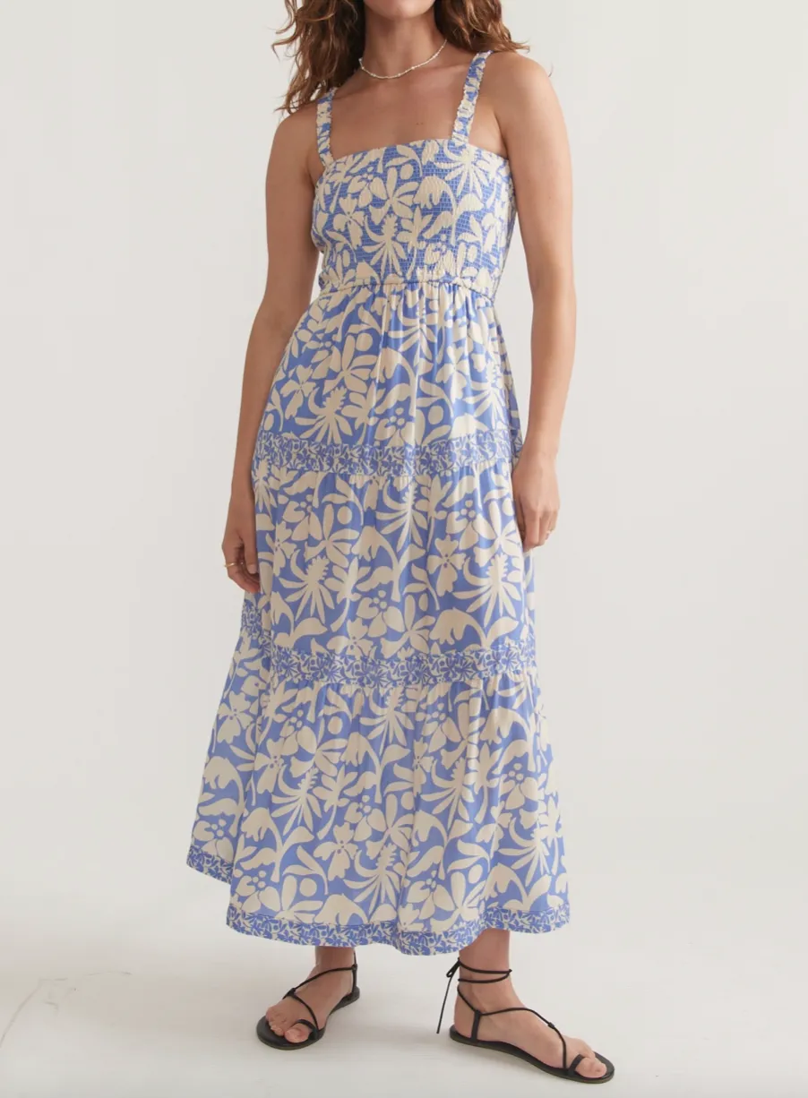 MARINE LAYER SELENE PRINT MIXING MAXI DRESS