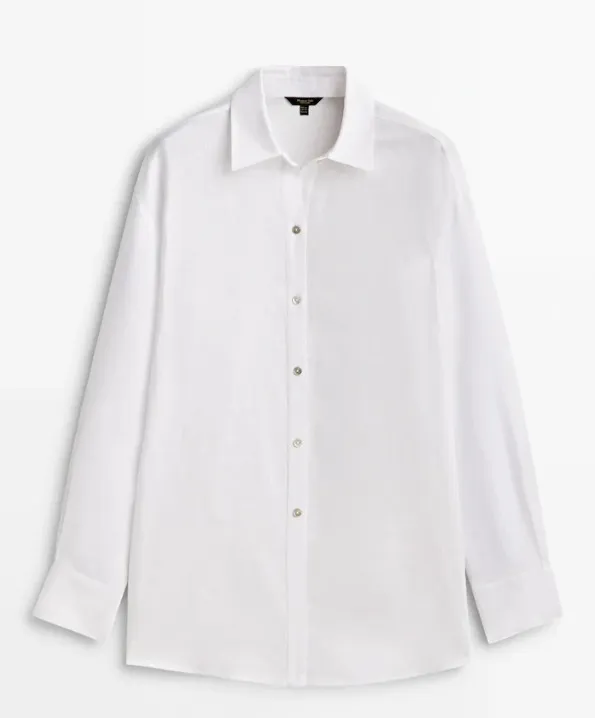 Massimo Dutti  |Casual Style Linen Long Sleeves Plain Elegant Style