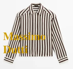 Massimo Dutti  |Stripes Casual Style Linen Elegant Style Formal Style