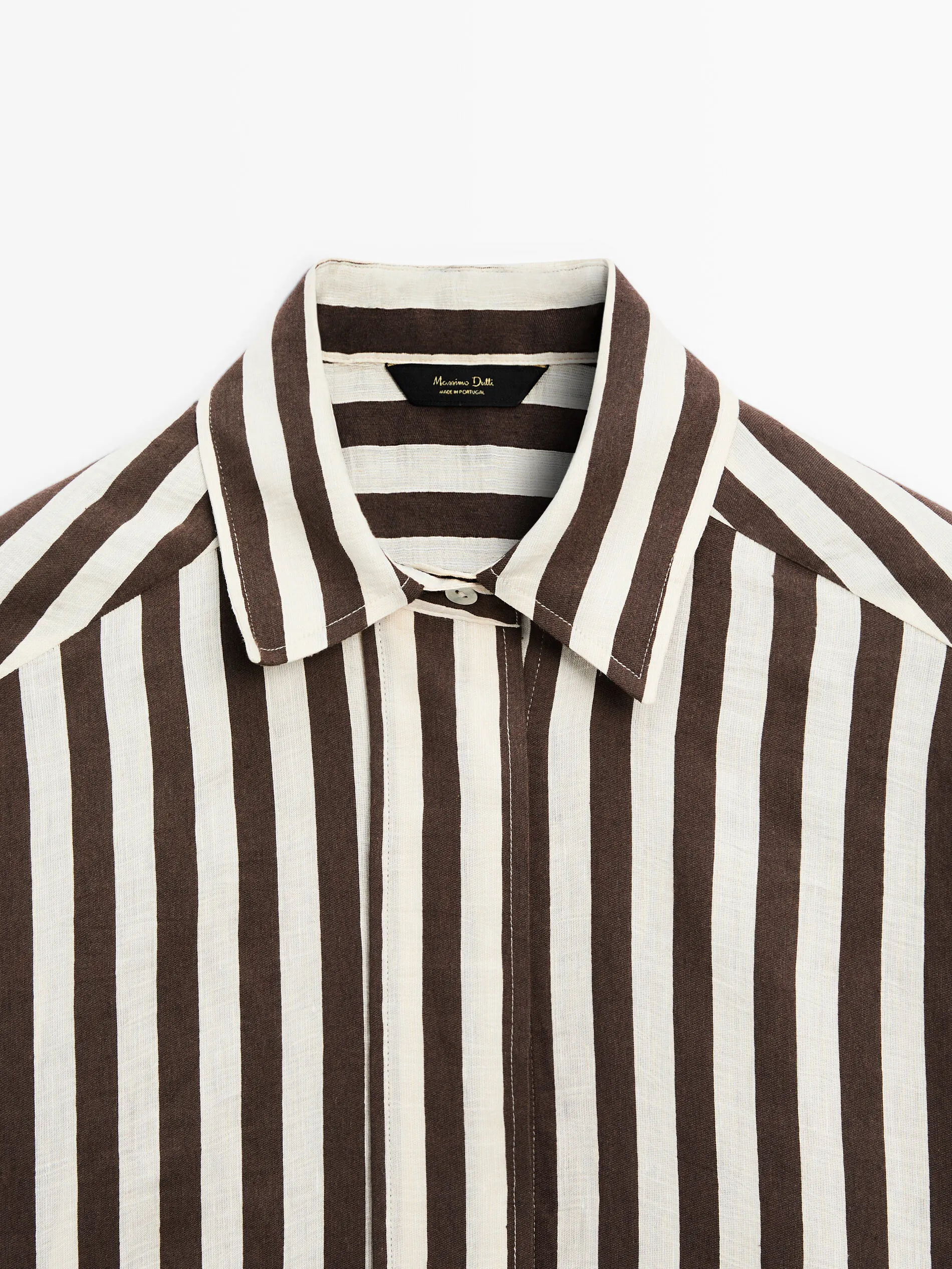 Massimo Dutti  |Stripes Casual Style Linen Elegant Style Formal Style