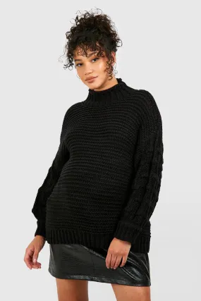 Maternity Premium Chunky Knit Turtleneck Sweater