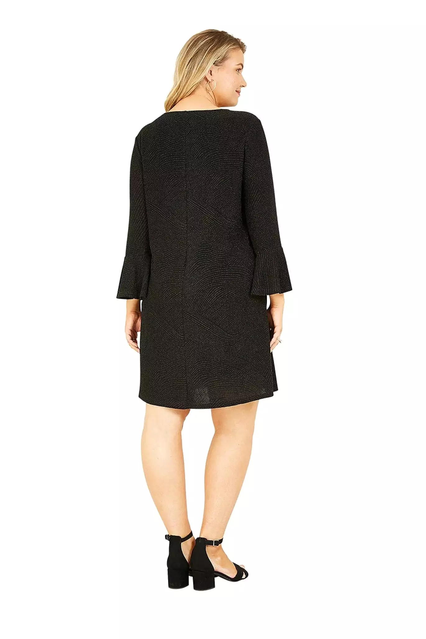 Mela London Black Sparkle Tunic With Fluted Sleeves