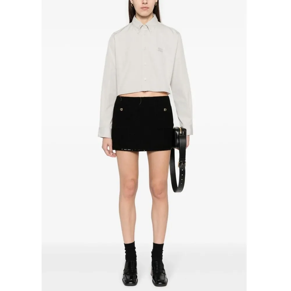 MiuMiu  |Casual Style Long Sleeves Plain Cotton Shirts & Blouses