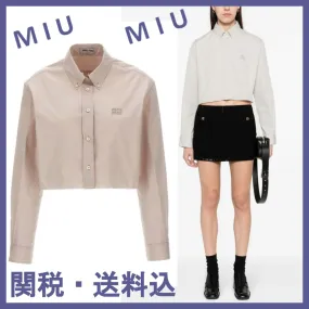 MiuMiu  |Casual Style Long Sleeves Plain Cotton Shirts & Blouses