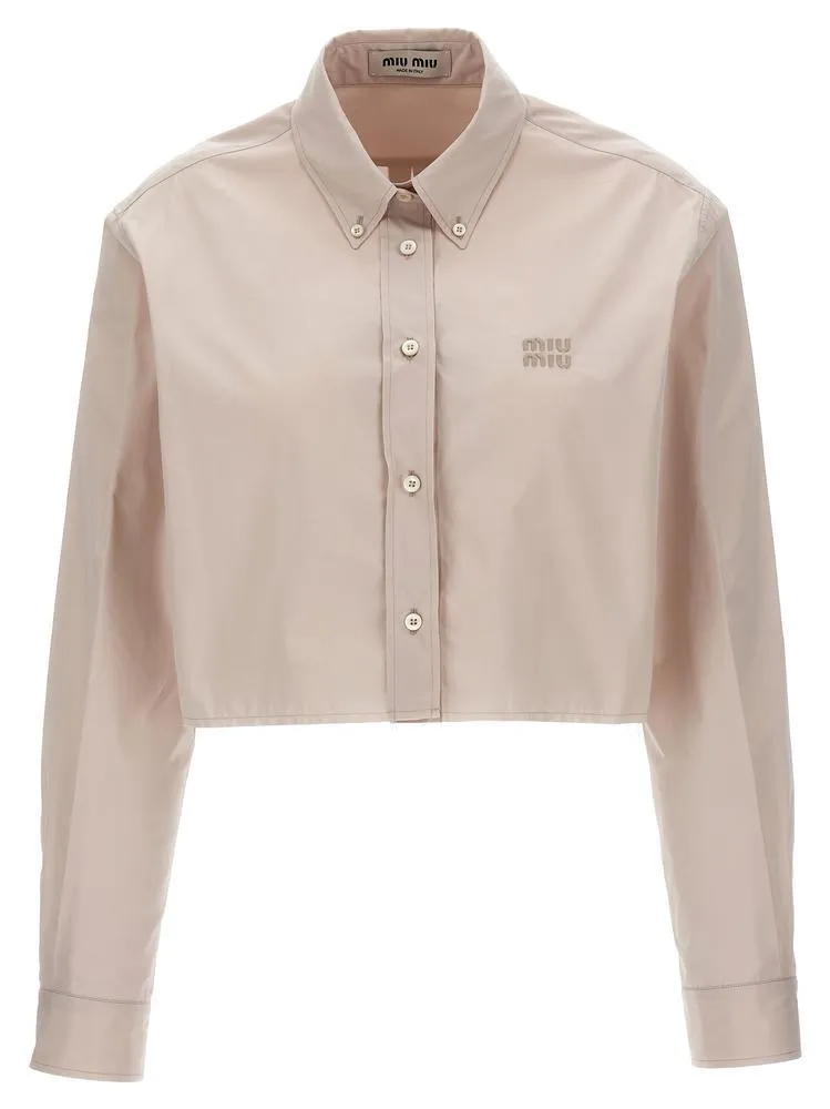 MiuMiu  |Casual Style Long Sleeves Plain Cotton Shirts & Blouses