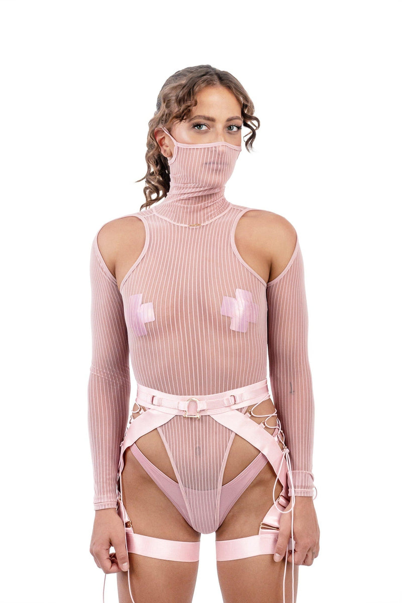 Naughty Thoughts XXX Rated See Through Bodysuit - Pink