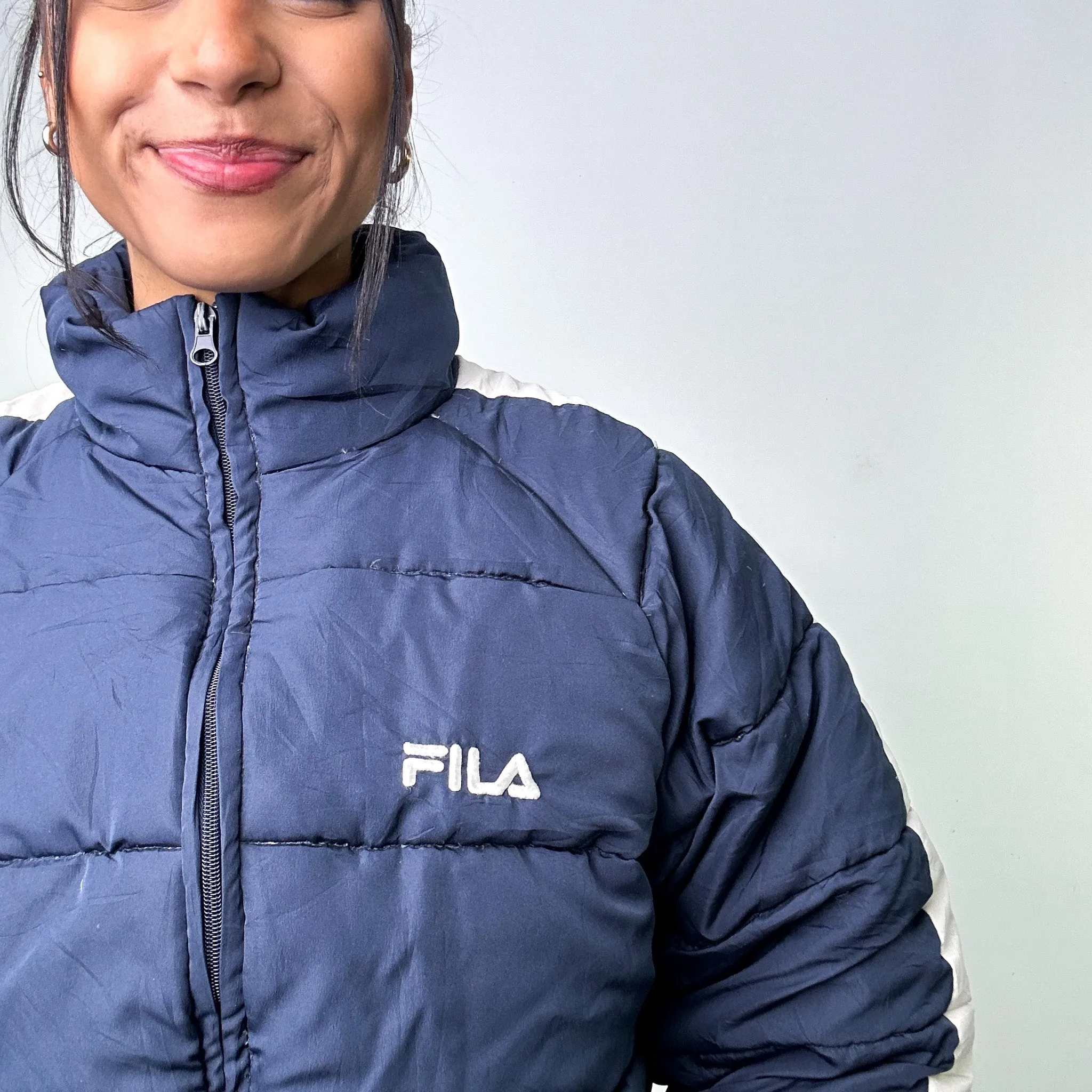 Navy Blue 90s FILA Puffer Jacket Coat (L)