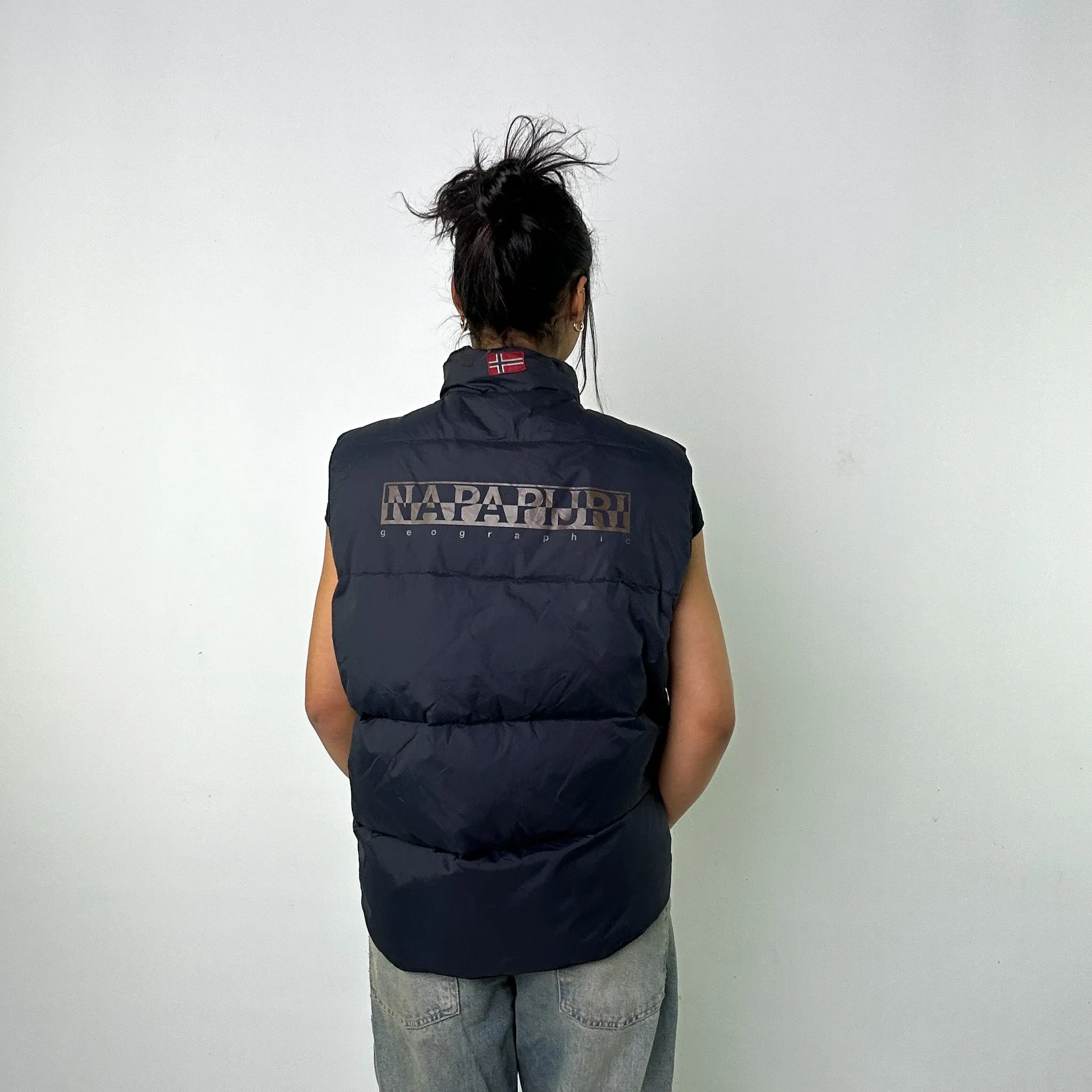 Navy Blue 90s Napapijri Puffer Jacket Coat (L)