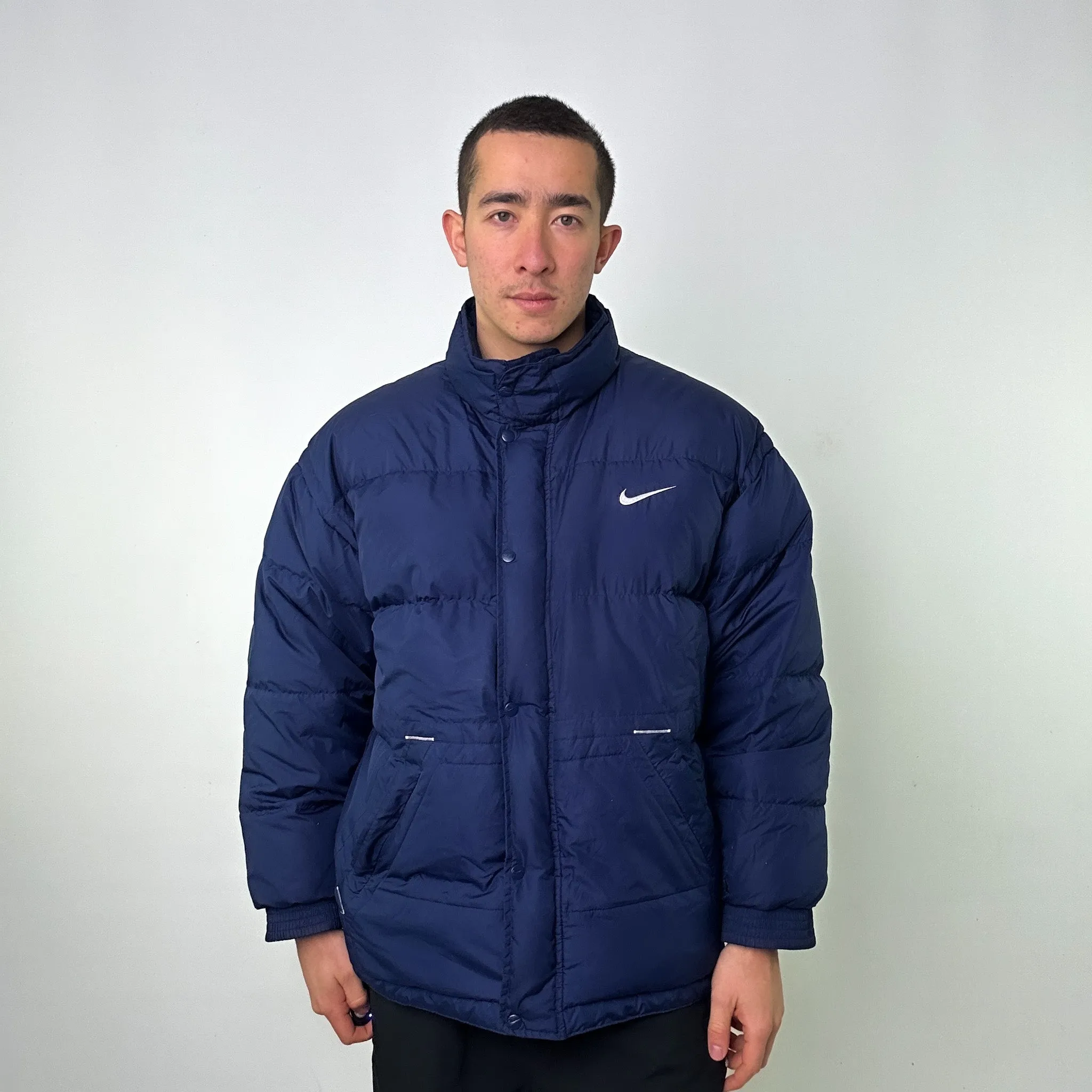 Navy Blue 90s NIKE Puffer Jacket Coat (L)