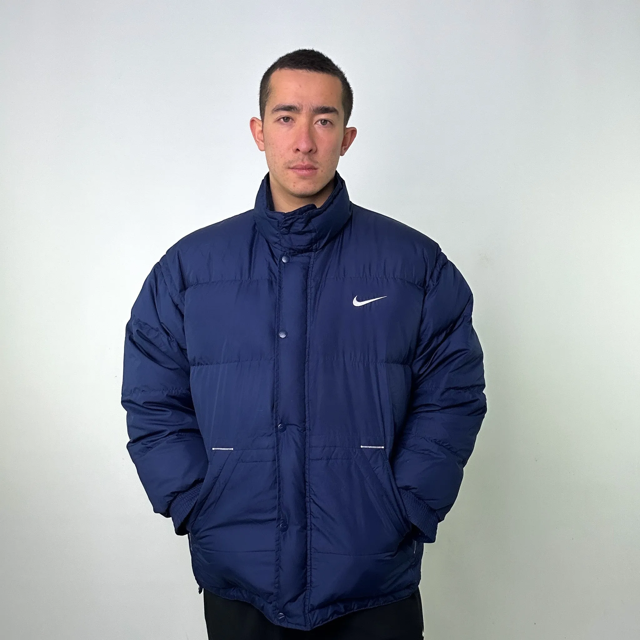 Navy Blue 90s NIKE Puffer Jacket Coat (L)