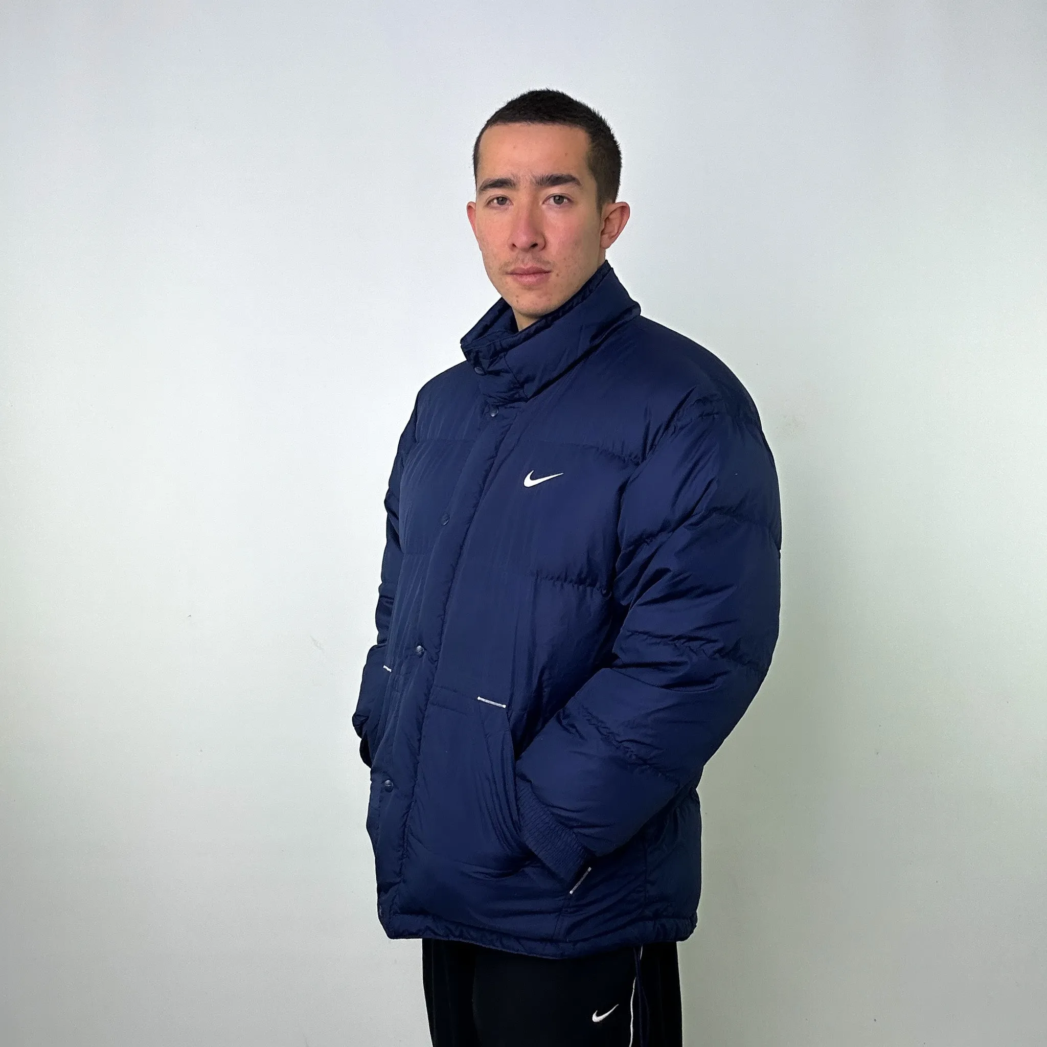 Navy Blue 90s NIKE Puffer Jacket Coat (L)