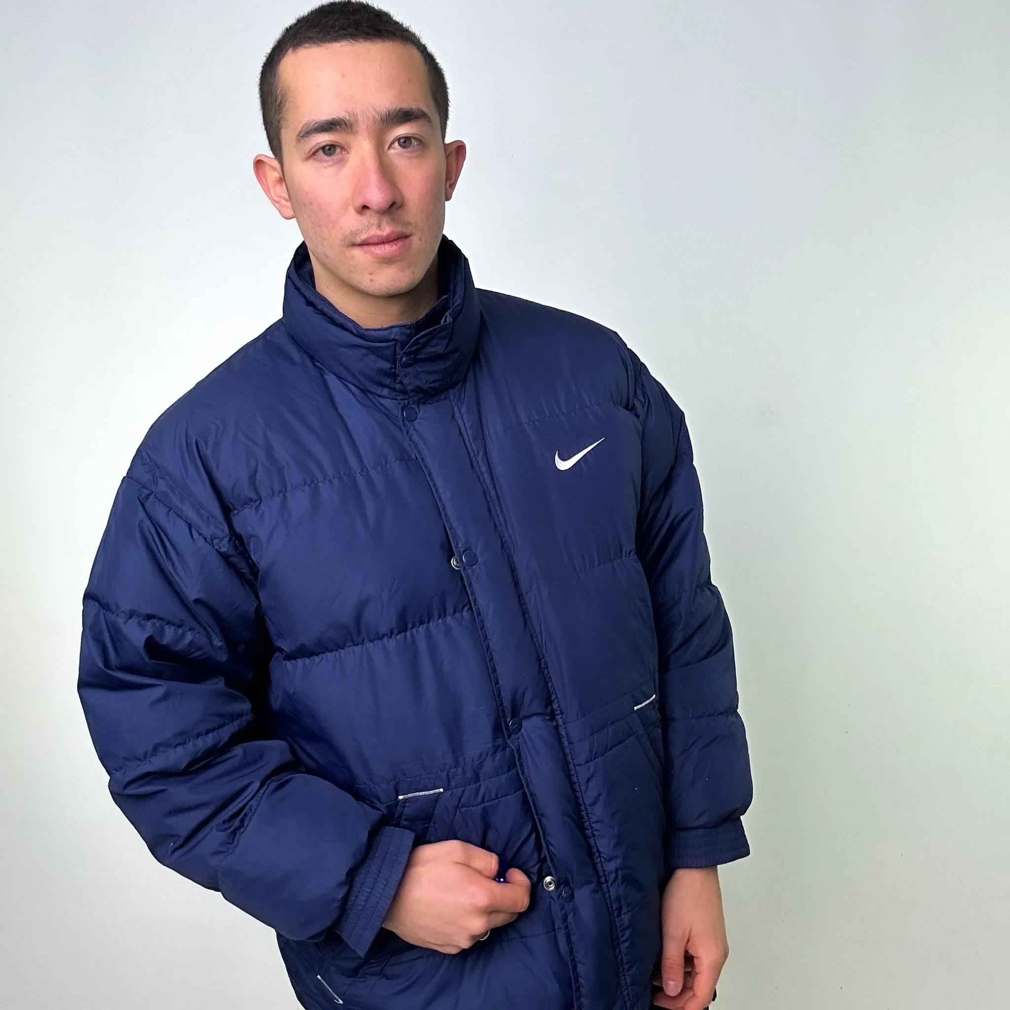 Navy Blue 90s NIKE Puffer Jacket Coat (L)