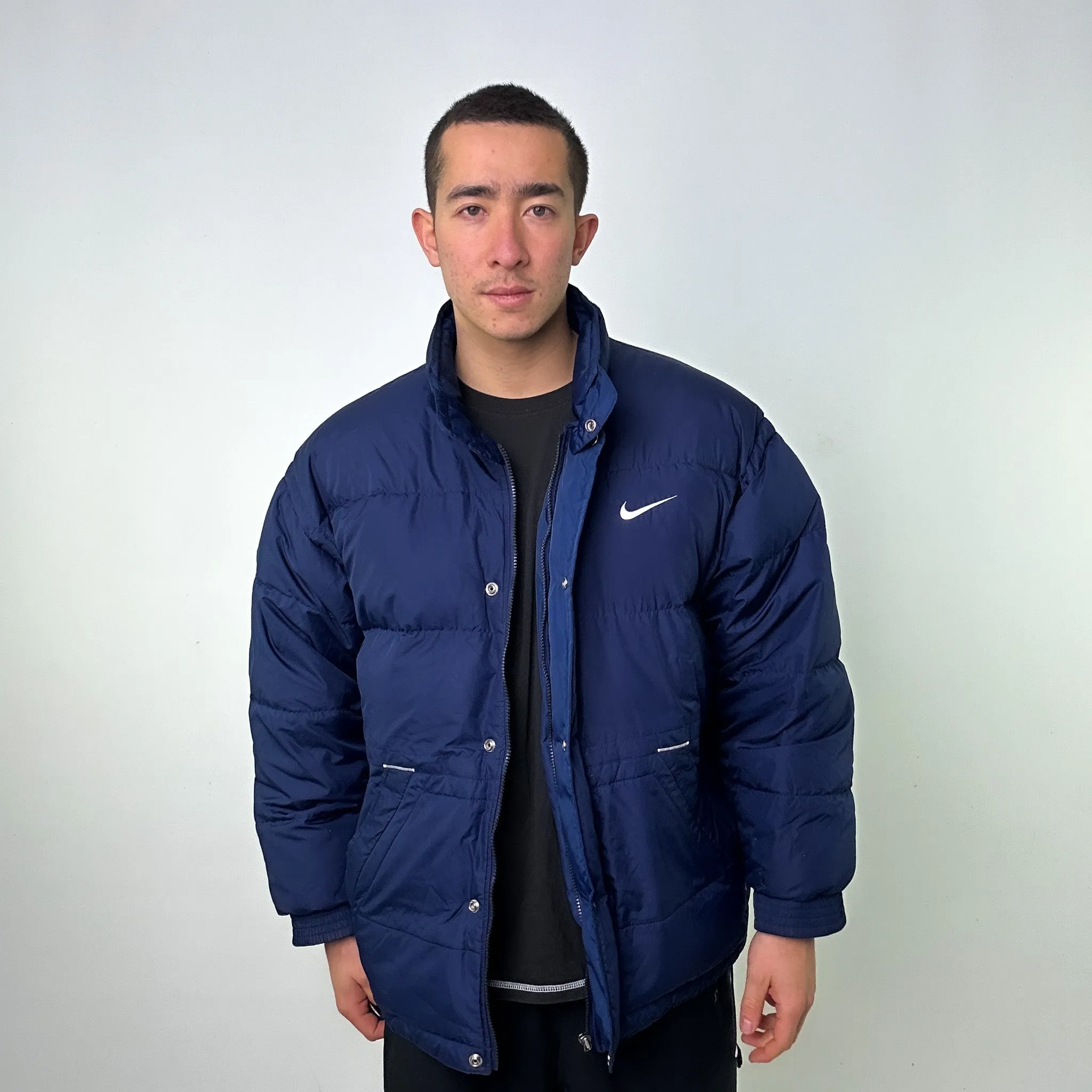 Navy Blue 90s NIKE Puffer Jacket Coat (L)